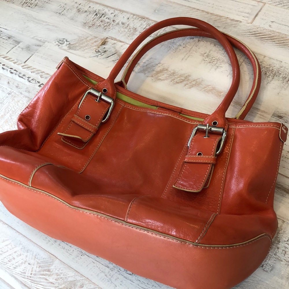 Hype Orange Leather Shoulder Bag